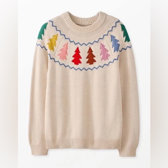 Hanna Andersson Cream Sweater with Multicolor Tree Pattern - Picture 2 of 7